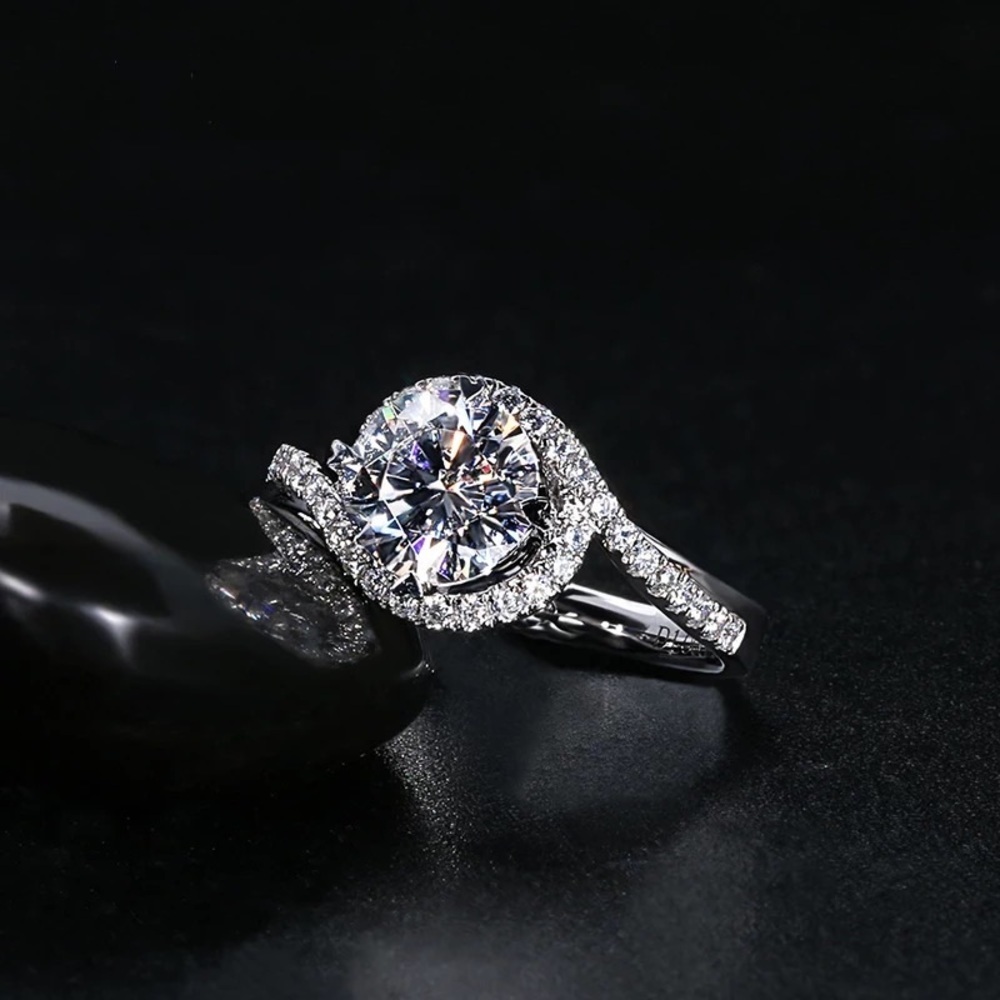 Twisted Round Cut Engagement Ring